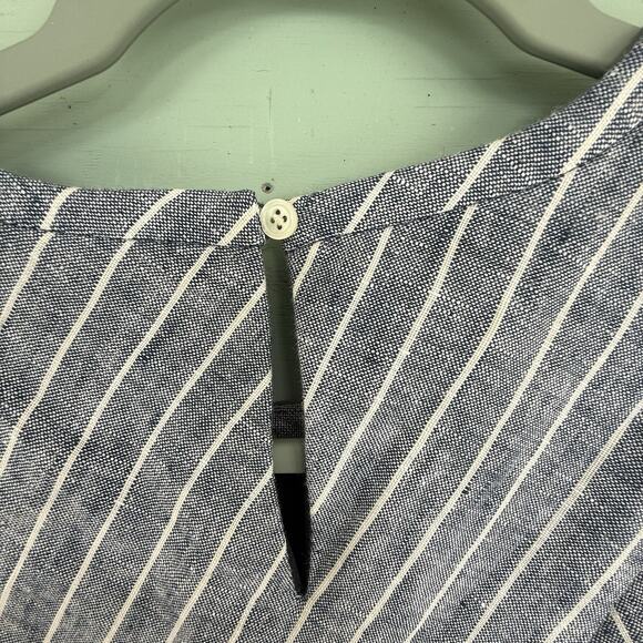 J Crew 100% Linen Sleeveless Pleated Mini‎ Dress Size 4 Lined Blue Summer - Picture 8 of 11